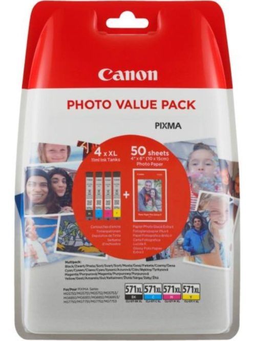 Canon CL571XL Bk/C/M/Y+10x15 PP201 Multipack (Eredeti)