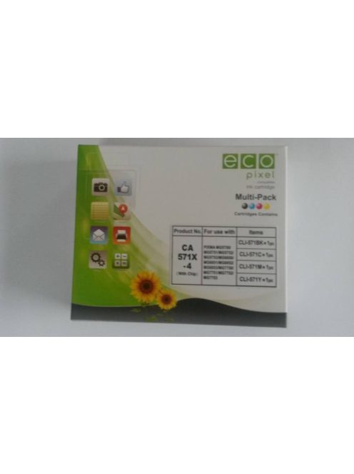 CANON CLI571 Multipack BKCMY 4db Ecopixel tintapatronCLI571BK,CLI571M,CLI571C,CLI571Y (utángyártott)