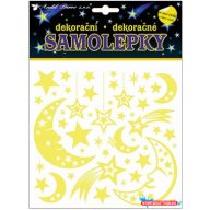 Világítós matrica Hold és üstökös, 18x18 cm