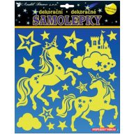 Világítós matrica unikornis, 25x25 cm