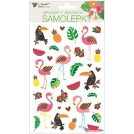 3D flamingós matrica, 14x25 cm