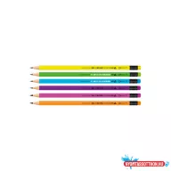   Grafitceruza HB, radíros, fluo színű test és radírr, Connect 72 db/csomag,