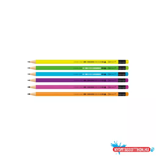 Grafitceruza HB, radíros, fluo színű test és radírr, Connect 72 db/csomag,