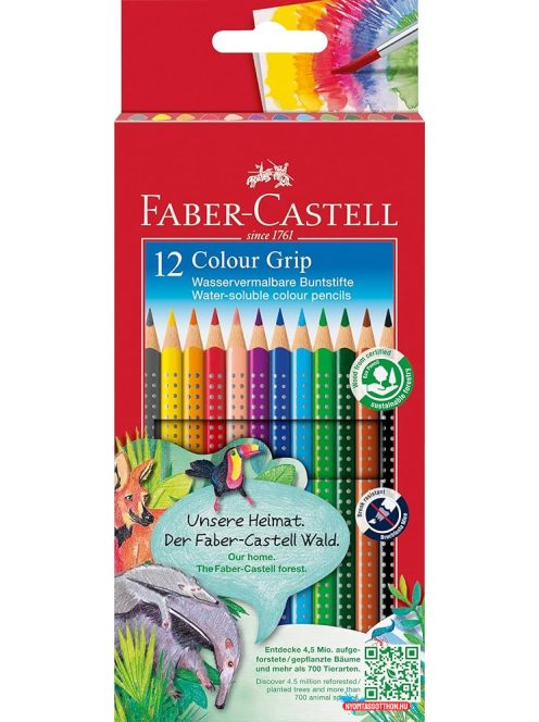 Színes ceruza FABER-CASTELL Grip háromszögletű 12 darabos