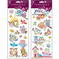 Glitteres baglyos matrica, 30x12 cm (különböző)