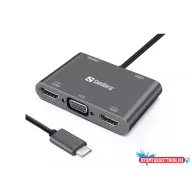Sandberg USB-C Dock 2xHDMI+1xVGA+USB+PD
