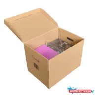   Archiváló konténer karton doboz fedeles 42x31x32cm, felfelé nyíló tetõvel (kívül záródó) Bluering(R) barna