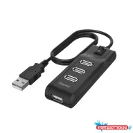   Hama USB 2.0 HUB 1:4 kapcsolóval, bus powered, fekete (200118)