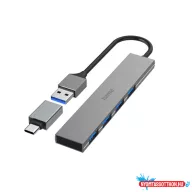   Hama USB 3.2 Gen1 Dokkoló 1:4, 5 Gbit/s, USB Type-C OTG adapterrel (200141)