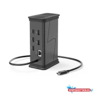   Hama USB-C 3.1 9 az 1-ben dokkolóállomás (HDMI, LAN, USB-A, USB-C, PD, JACK) (200150)