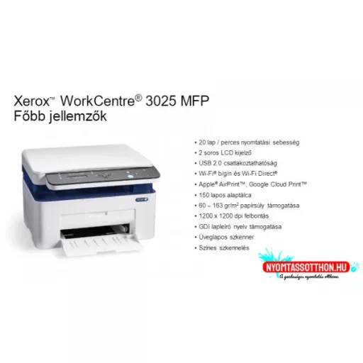 Xerox WorkCentre 3025V_BI wifis mono multifunkciós nyomtató sima tetős