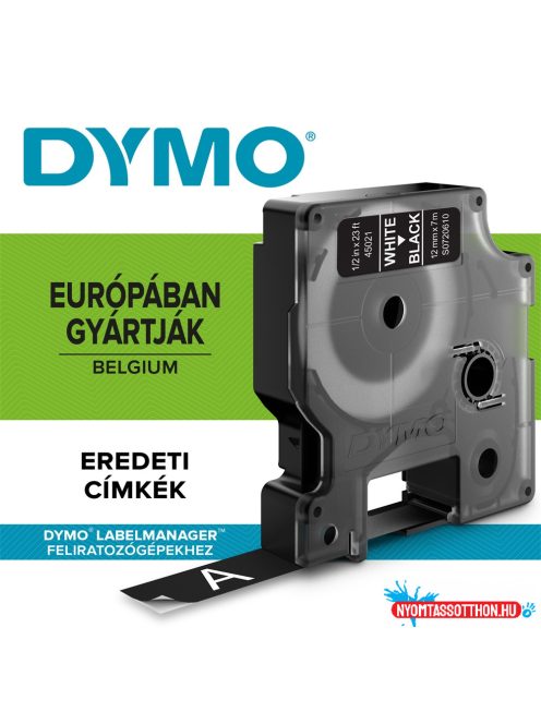 Feliratozógép szalag Dymo D1 S0720610/45021 12mmx7m, ORIGINAL, fehér/fekete