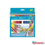   Színes ceruza készlet, háromszögletû Connect 24 különféle szín