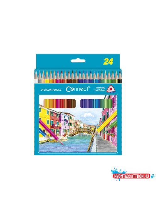 Színes ceruza készlet, háromszögletû Connect 24 különféle szín