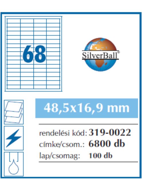 Etikett 48,5x16,9mm 68 címke/lap 100 ív/doboz