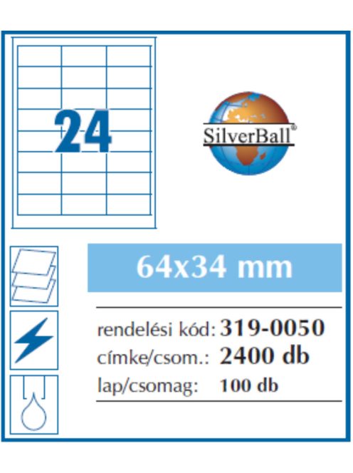 Etikett 64x34mm 24 címke/lap 100 ív/doboz