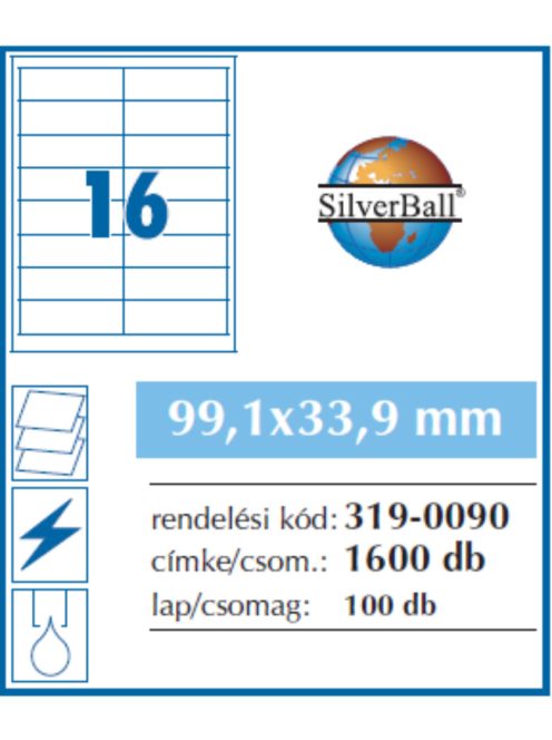 Etikett 99,1x33,9mm 16 címke/lap 100 ív/doboz