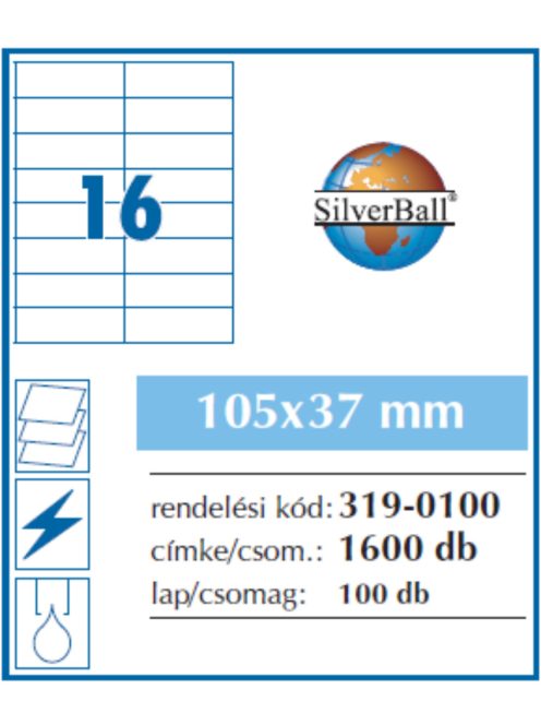 Etikett 105x37mm 16 címke/lap 100 ív/doboz