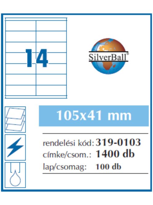 Etikett 105x41mm 14 címke/lap 100 ív/doboz
