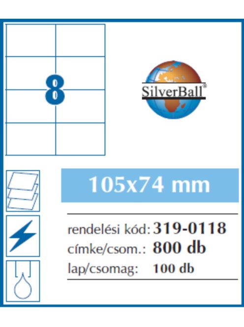 Etikett 105x74mm 8 címke/lap 100 ív/doboz