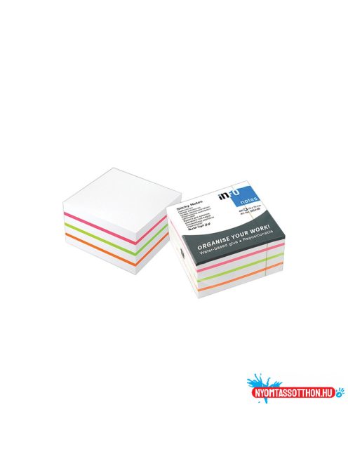 Jegyzettömb öntapadó, 75x75mm, 450lap, 5654-68 Info Notes pasztell színek fehér,pink, zöld, narancs