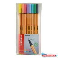   Rostirón, tûfilc készlet, 0,4mm, STABILO Point 88, 8 különféle pasztell szín