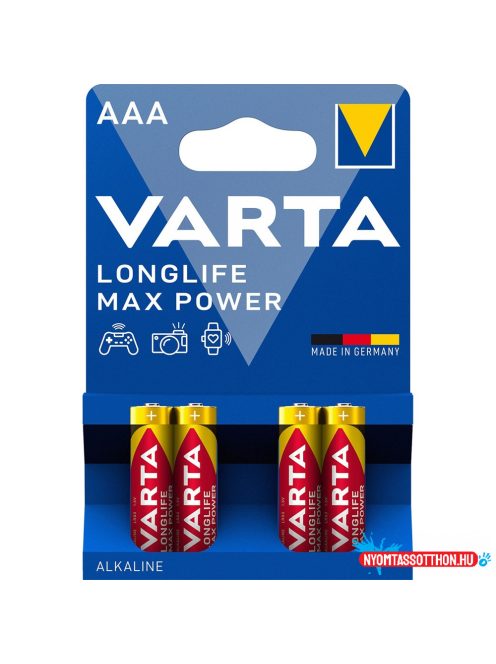 Elem AAA mikro LR03 Longlife Max Power 4 db/csomag, Varta