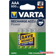   Elem tölthetõ akku AAA mikro 800 mAH Power 4 db/csomag, Varta