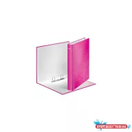   Gyûrûskönyv A4, Maxi 4cm, 2 gyûrû, D alakú, karton Leitz Wow rózsaszín