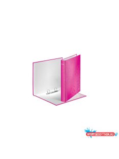   Gyûrûskönyv A4, Maxi 4cm, 2 gyûrû, D alakú, karton Leitz Wow rózsaszín