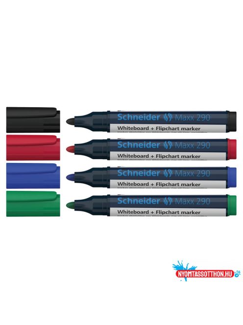 Tábla- és flipchart marker készlet 2-3mm, kerek végû Schneider Maxx 290, 4 különféle szín