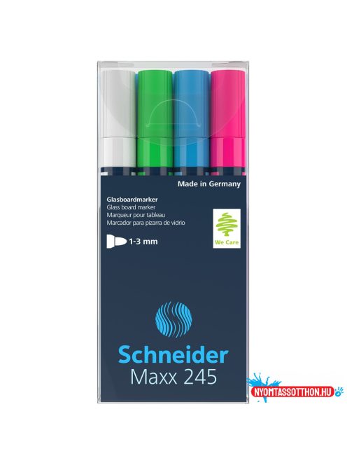 Üvegtábla marker 1-3mm, Schneider Maxx 245, 4 különféle szín