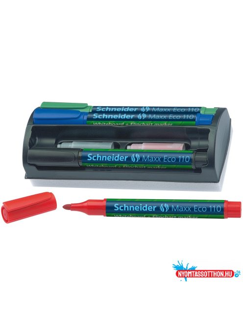 Tábla- és flipchart marker készlet 1-3mm, szivaccsal Schneider Maxx Eco 110, 4 különféle szín