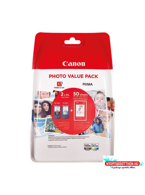 Canon PG560XL+CL561XL Multipack +ajándék 50db 10x15 fotópapír (Eredeti)