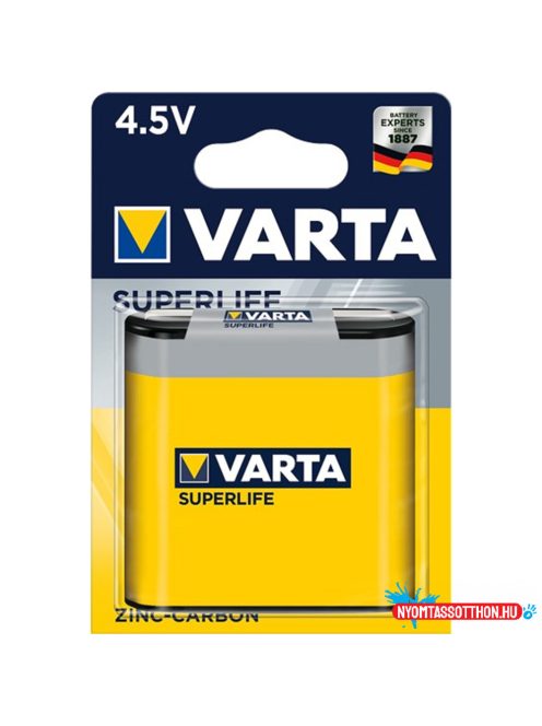 Elem 4,5V 3LR12 Superlife féltartóslapos 1 db/csomag, Varta