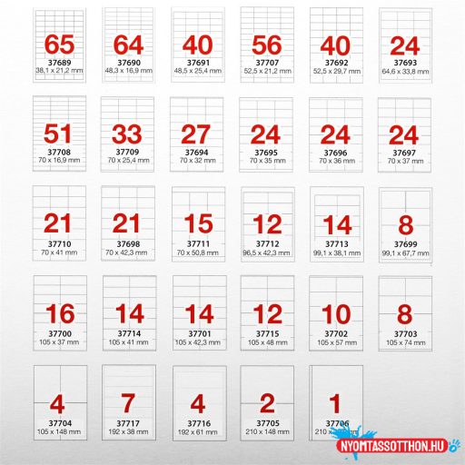 Etikett címke, 210x297mm, 100 lap, 1 címke/lap A-Series