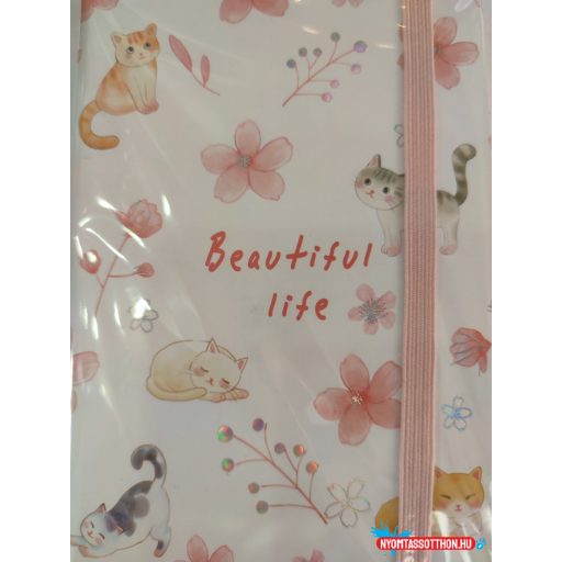 Cica mintájú keményfedeles vonalas notesz (A5)