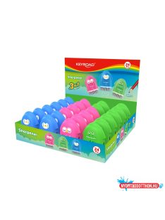   Hegyezõ 1 lyukú radírral és porkefével 24 db/display Keyroad Rocky Docky vegyes színek