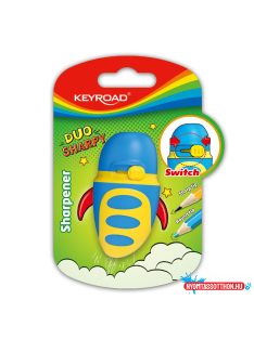   Hegyezõ 1 lyukú tartályos, fedeles, multifunkciós Keyroad Duo Sharpy vegyes színek