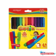   Rostirón, filctoll készlet összekapcsolható fejekkel 12 db/bliszter Keyroad Capfix vegyes színek