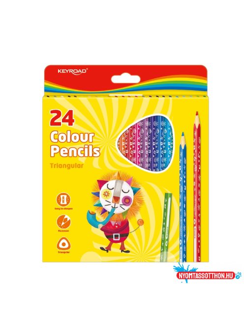 Színes ceruza készlet háromszögletû Keyroad 24 különféle szín