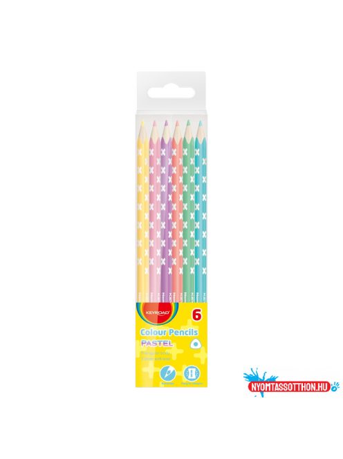 Színes ceruza készlet háromszögletû Keyroad Pastel 6 különféle pasztell szín