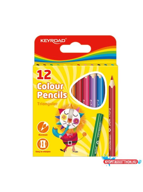 Színes ceruza készlet rövid, háromszögletû Keyroad 12 különféle szín