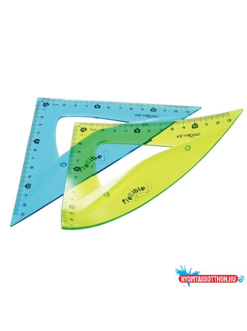Vonalzó háromszög 45° 13 cm flexibilis Keyroad vegyes színek