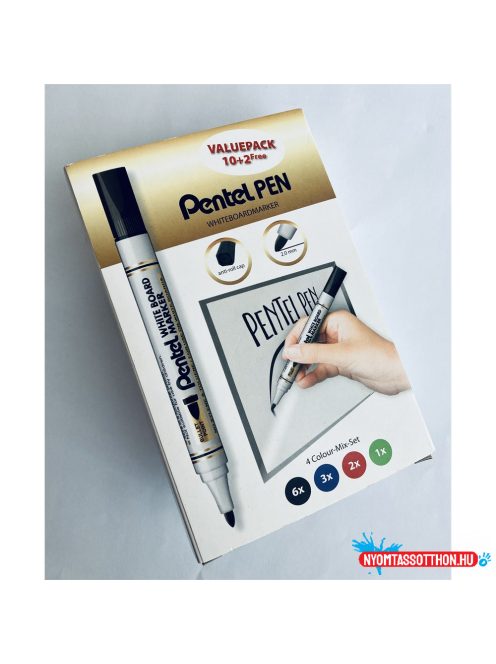 Táblamarker készlet 2mm, kerek Pentel 12 különféle szín