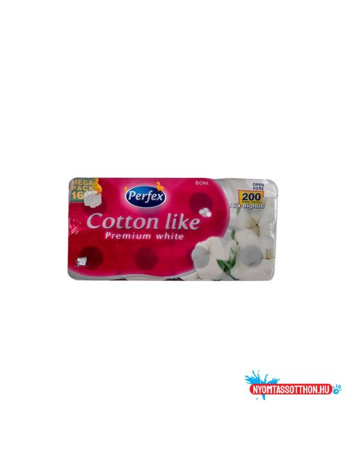 Toalettpapír 3 rétegű kistekercses 16 tekercs/csomag Premium Cotton Like Boni Perfex