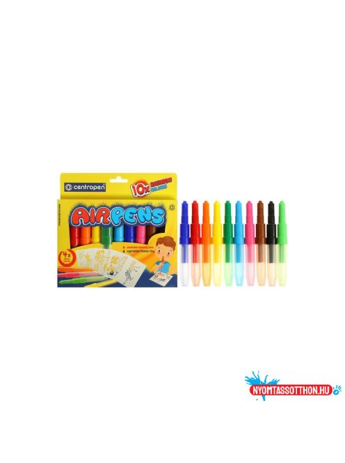 Filctoll fújós készlet Centropen AIRPENS 1500 Rainbow Colours 10 különféle szín