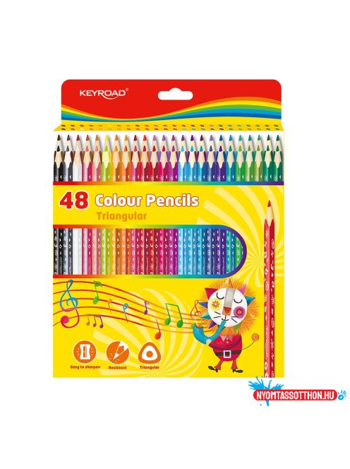 Színes ceruza készlet 18 cm háromszögletû Keyroad 48 különféle szín