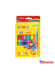   Rostirón, filctoll kétvégû készlet 12 db/doboz Keyroad duo fiber marker 24 klf. szín