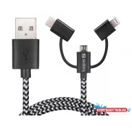 Sandberg 3in1 Lightning+MicroUSB+USB-C 1m